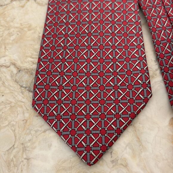 Hermès 100% Silk Horsebit Pattern Tie - Picture 4 of 12